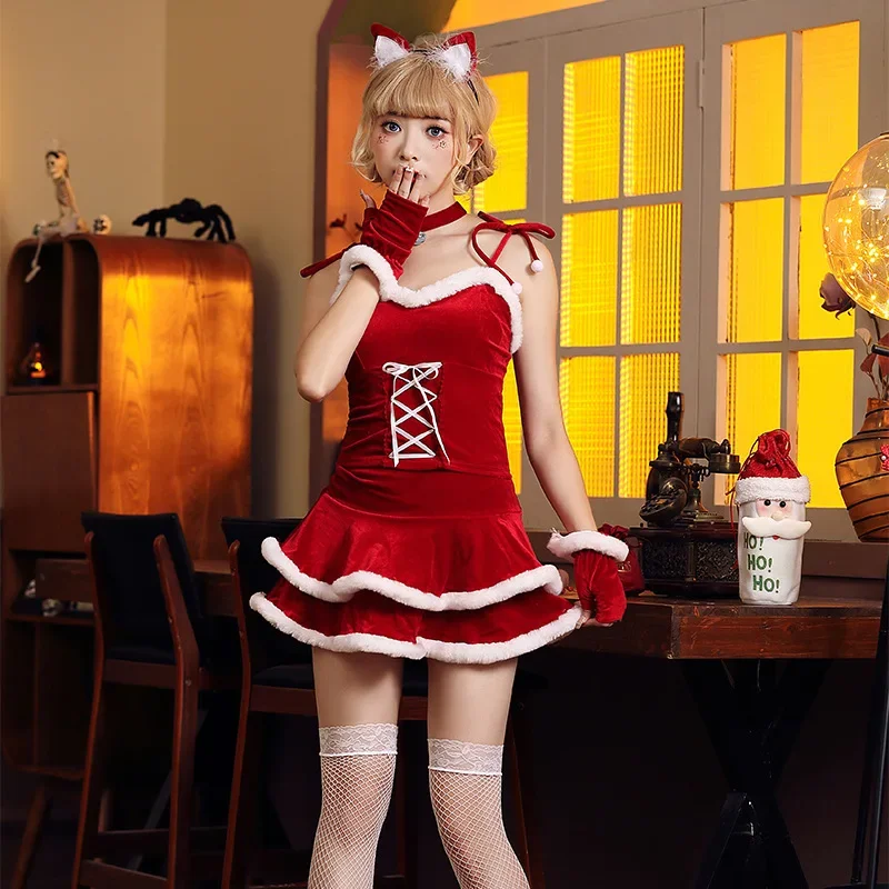 Adult Women Christmas Xmas Santa Claus Dress Headwear Gloves Set Halloween Role Play Dress Up Cosplay Costume
Adult Women Christmas Xmas Santa Claus Dress Headwear Gloves Set Halloween Role Play Dress Up Cosplay Costume