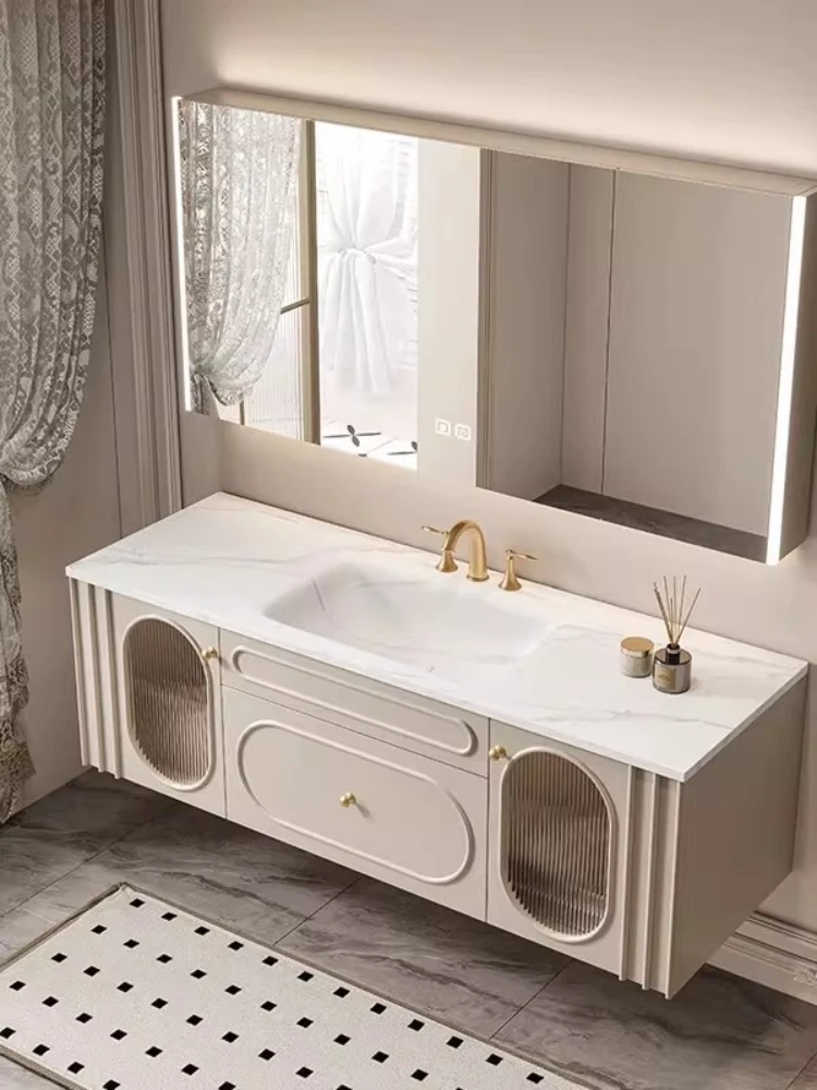 Французский кремовый шкаф для ванной из дуба с интегрированной раковиной из каменной плиты, изготовленной методом горячей гибки, и комбинированным умывальником
Французский кремовый шкаф для ванной из дуба с интегрированной раковиной из каменной плиты, изготовленной методом горячей гибки, и комбинированным умывальником