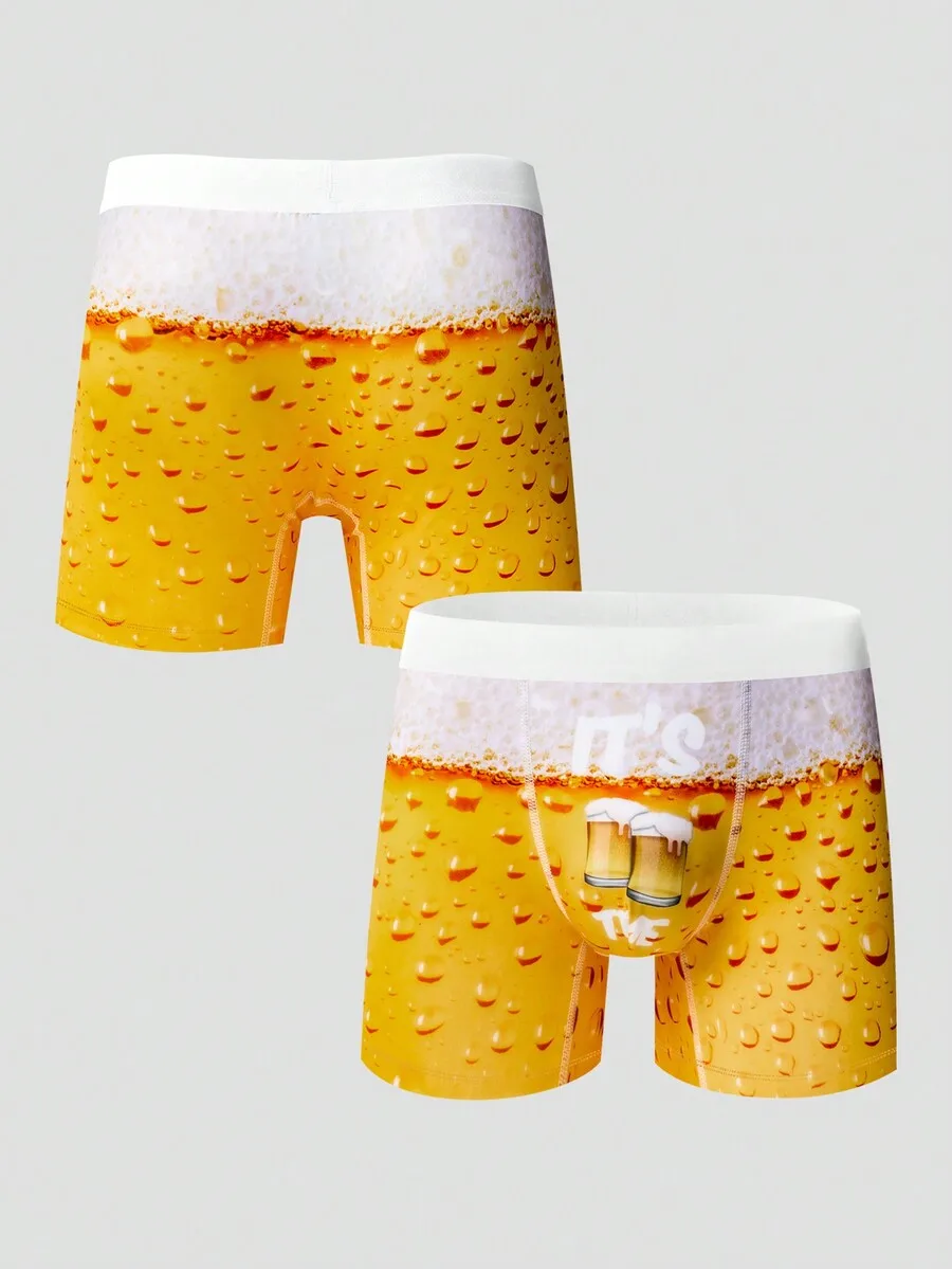 Men Beer Print Boxer Shorts With Foam And Droplets Design
Men Beer Print Boxer Shorts With Foam And Droplets Design