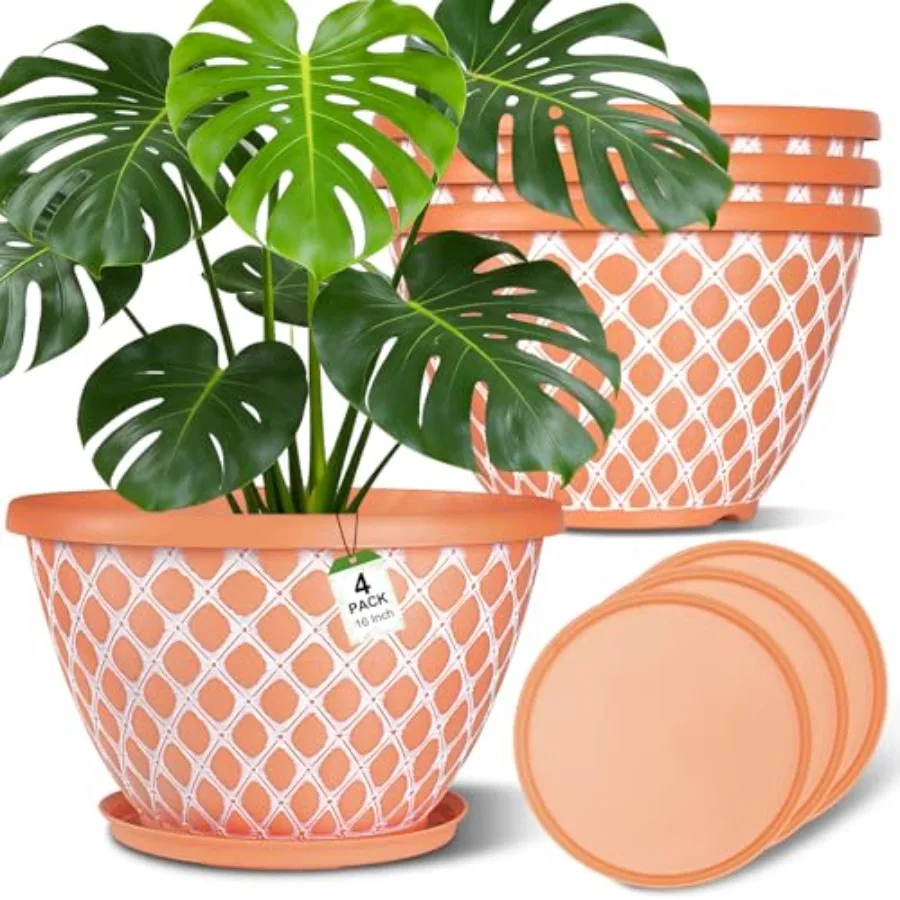 4 Pack Plant Pots, Heavy Duty Large Planters, Durable Plant Pot with Draage, door Outdoor Flower Pot for Herbs Flowers Trees
4 Pack Plant Pots, Heavy Duty Large Planters, Durable Plant Pot with Draage, door Outdoor Flower Pot for Herbs Flowers Trees