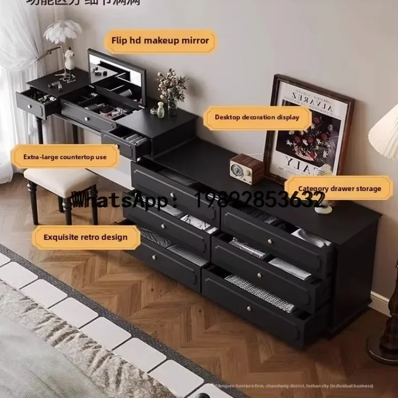 XL Retro Master Bedroom Bedside Chest of Drawers and Dressing Table Integrated Vintage Style Bedroom Black Flip Dressing Table
XL Retro Master Bedroom Bedside Chest of Drawers and Dressing Table Integrated Vintage Style Bedroom Black Flip Dressing Table