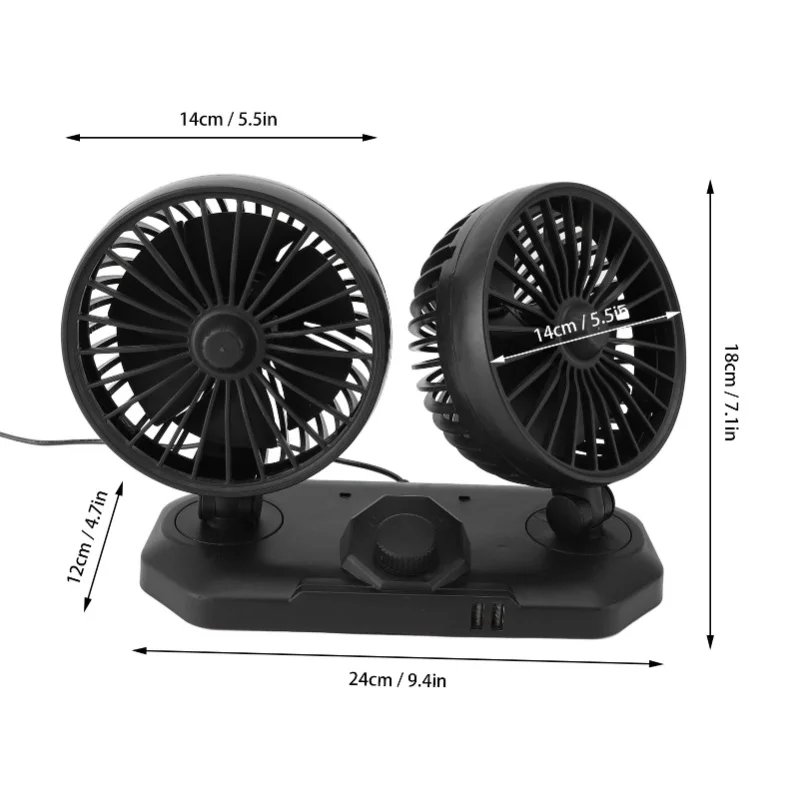 Dual Head Car Cooler Fan Powerful Cooling Ultra Silent USB Fan 360 Degree Rotation Air Circulation Fan For Car 24v
Dual Head Car Cooler Fan Powerful Cooling Ultra Silent USB Fan 360 Degree Rotation Air Circulation Fan For Car 24v