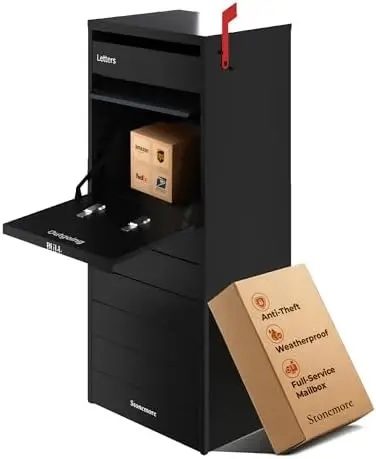 Cali Compatible Mailbox, Classic Black/Walnut Package Mailbox, Anti-Theft Locking Parcel Drop Box for Porch Or
Cali Compatible Mailbox, Classic Black/Walnut Package Mailbox, Anti-Theft Locking Parcel Drop Box for Porch Or
