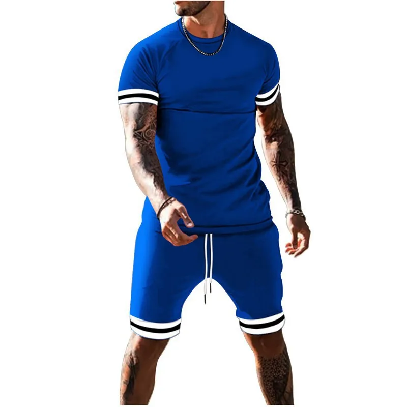 Fashionable men's striped short-sleeved shirt and shorts set, comfortable and breathable knitted fabric, casual round-neck set
Fashionable men's striped short-sleeved shirt and shorts set, comfortable and breathable knitted fabric, casual round-neck set