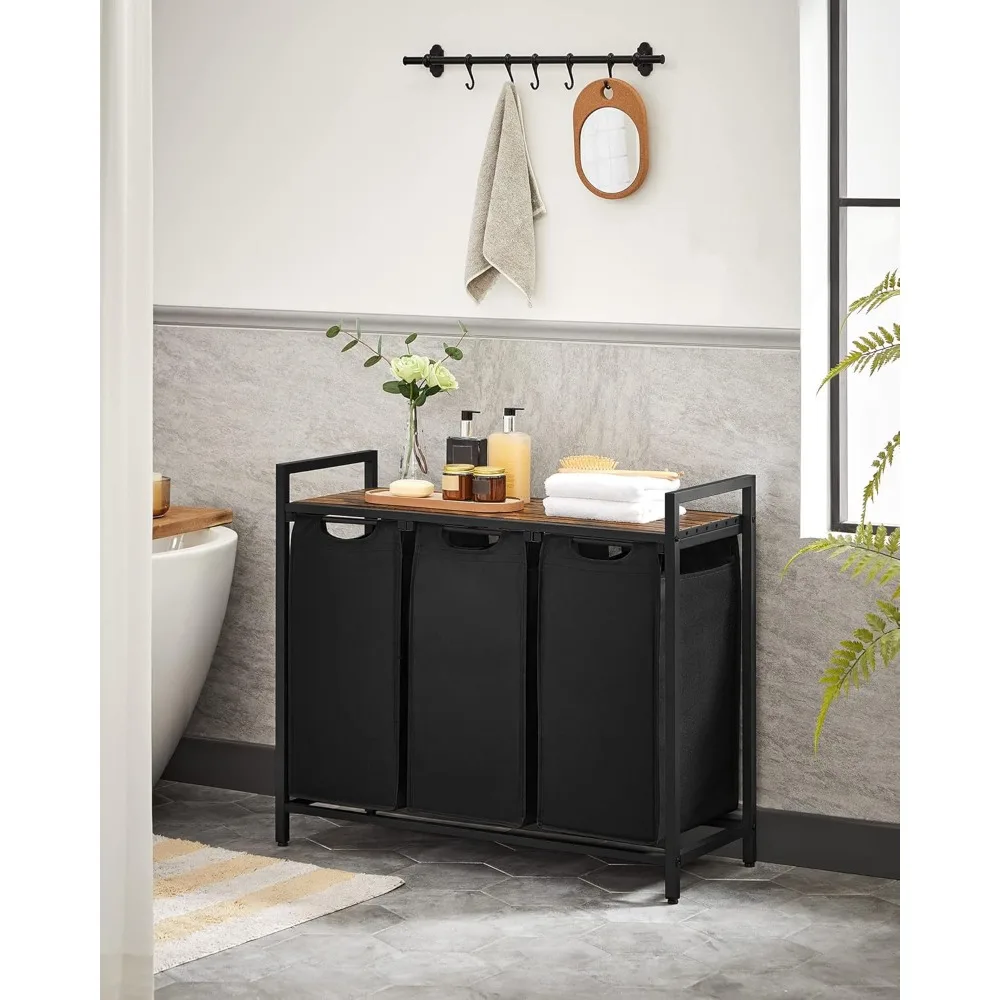 Laundry Hamper, Laundry Basket, Laundry Sorter with 3 Pull-Out and Removable Bags, Shelf, Metal Frame, 3 x 10 Gallons (38L)
Laundry Hamper, Laundry Basket, Laundry Sorter with 3 Pull-Out and Removable Bags, Shelf, Metal Frame, 3 x 10 Gallons (38L)