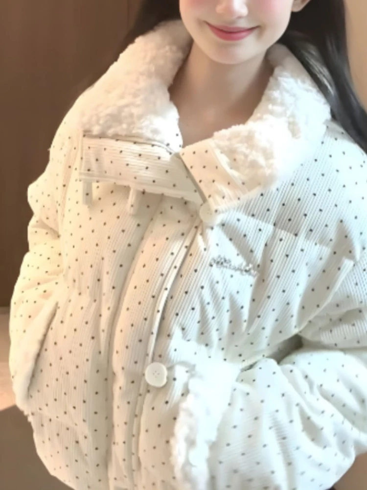 Korean Preppy Style Winter Sweet Coat Loose Warm Cotton Warm Women Jacket New Design Fashion Causal Polka Dot Fairy Cute Clothes
Korean Preppy Style Winter Sweet Coat Loose Warm Cotton Warm Women Jacket New Design Fashion Causal Polka Dot Fairy Cute Clothes
