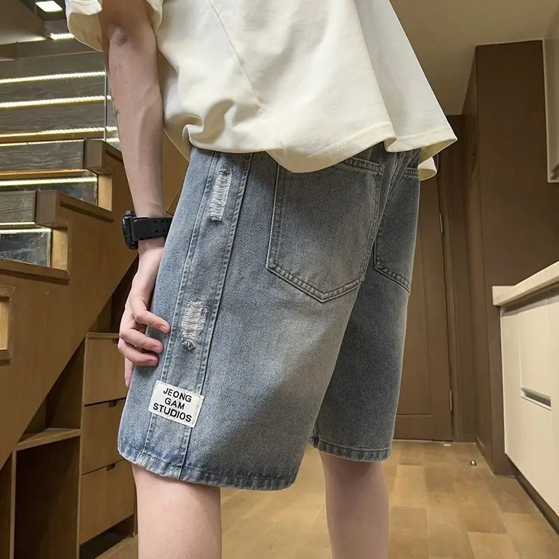 Summer Men's Vintage Wash Denim Shorts 2026 Loose Straight Cut Casual Thin Mid Calf Blue
Summer Men's Vintage Wash Denim Shorts 2026 Loose Straight Cut Casual Thin Mid Calf Blue