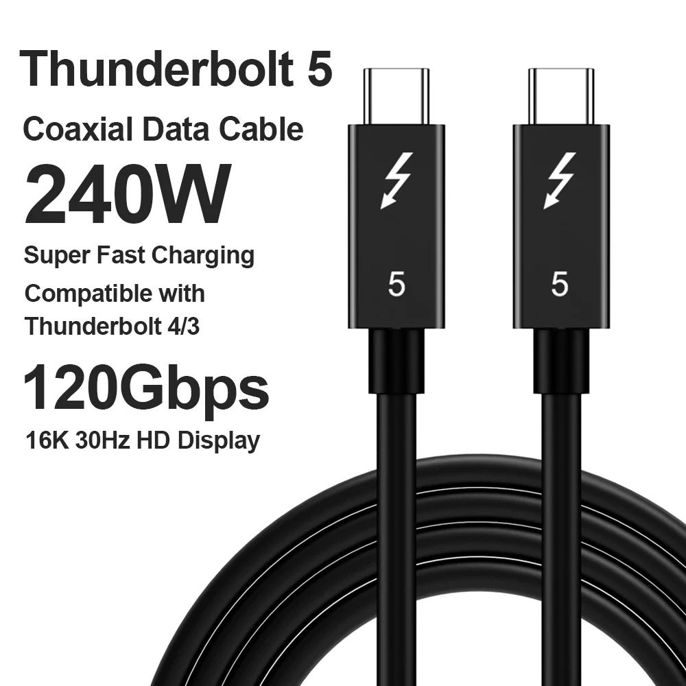 240W 120Gbps Thunderbolt 5 4 3 Data Cable 5A USB C Type C Fast Charging Cale for Iphone 15 16 17 Air SSD Tablet Laptop MacBook
240W 120Gbps Thunderbolt 5 4 3 Data Cable 5A USB C Type C Fast Charging Cale for Iphone 15 16 17 Air SSD Tablet Laptop MacBook