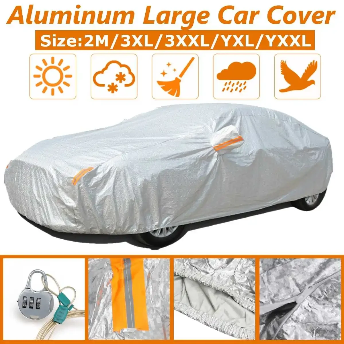 Universal Car Covers 2M/3XL/3XXL/YXL Indoor Outdoor Full Auot Cover Sun UV Snow Dust Resistant Protection Cover Anti-theft Lock
Universal Car Covers 2M/3XL/3XXL/YXL Indoor Outdoor Full Auot Cover Sun UV Snow Dust Resistant Protection Cover Anti-theft Lock