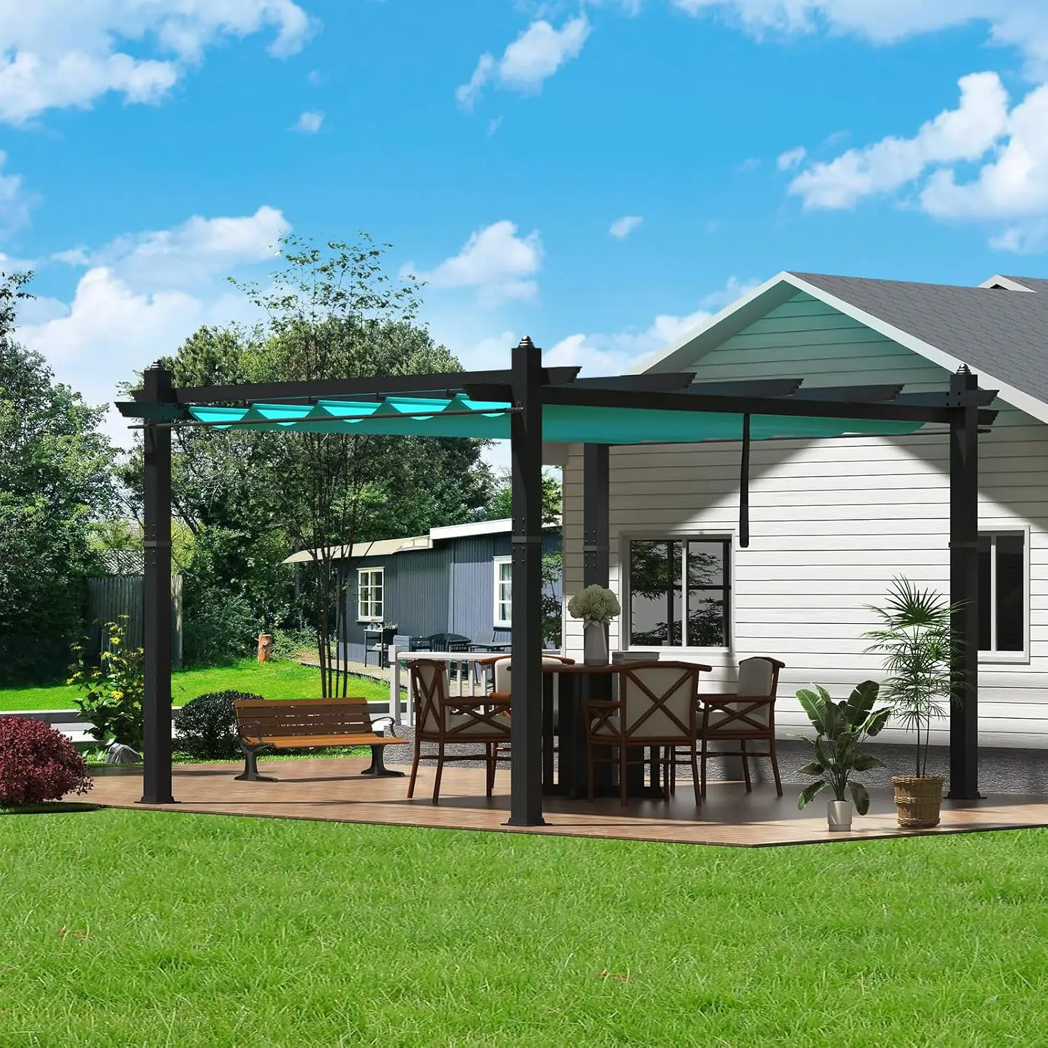 Outdoor Pergola, 10 x 13 FT Retractable Pergola Canopy, Reinforced Aluminum Frame, Heavy Duty Patio Pergolas Gazebos with Nettin
Outdoor Pergola, 10 x 13 FT Retractable Pergola Canopy, Reinforced Aluminum Frame, Heavy Duty Patio Pergolas Gazebos with Nettin