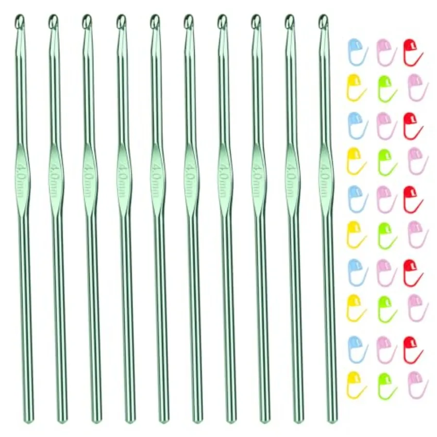 10pcs Size G/ 4.0mm Crochet Hooks, Aluminum Crochet Needles and 30pcs Stitch Markers for Beginner and Advanced, Crocheter Hook
10pcs Size G/ 4.0mm Crochet Hooks, Aluminum Crochet Needles and 30pcs Stitch Markers for Beginner and Advanced, Crocheter Hook