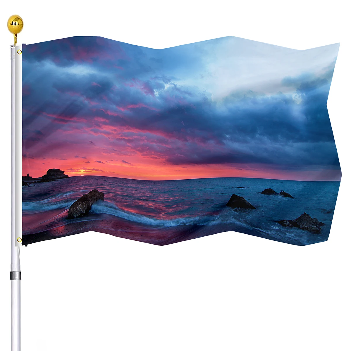 Cloudscape Flag Dramatic Red Sky Double Stitched Rock Coast Sea Ocean Storm Flags with Brass Grommets Holiday Party Decor Flag
Cloudscape Flag Dramatic Red Sky Double Stitched Rock Coast Sea Ocean Storm Flags with Brass Grommets Holiday Party Decor Flag