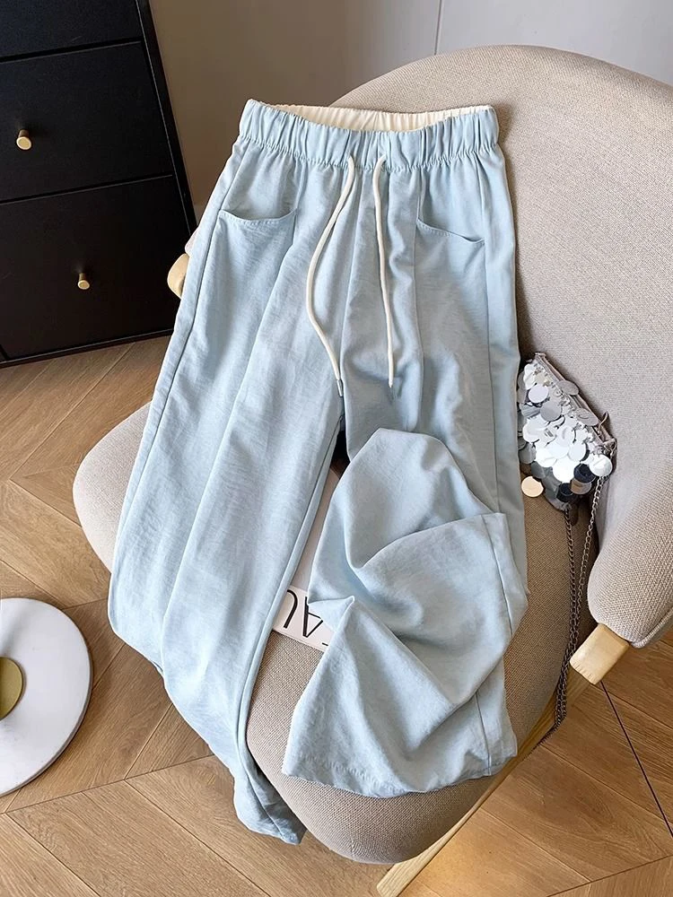 Summer New Thin Wide Leg Pants Korean High Waist Loose Straight Trousers Fashion Yamamoto Style All Match Full Length Pants New
Summer New Thin Wide Leg Pants Korean High Waist Loose Straight Trousers Fashion Yamamoto Style All Match Full Length Pants New