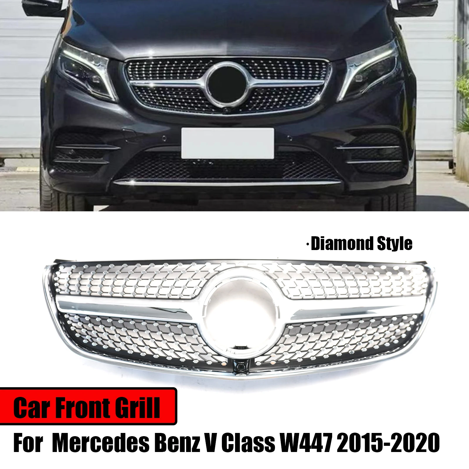 Сетчатая решетка для переднего бампера автомобиля Mercedes Benz V Class W447 2015 2016 2017 2018 2019 2020, комплект для кузова в алмазном стиле, глянцевый черный
Сетчатая решетка для переднего бампера автомобиля Mercedes Benz V Class W447 2015 2016 2017 2018 2019 2020, комплект для кузова в алмазном стиле, глянцевый черный
