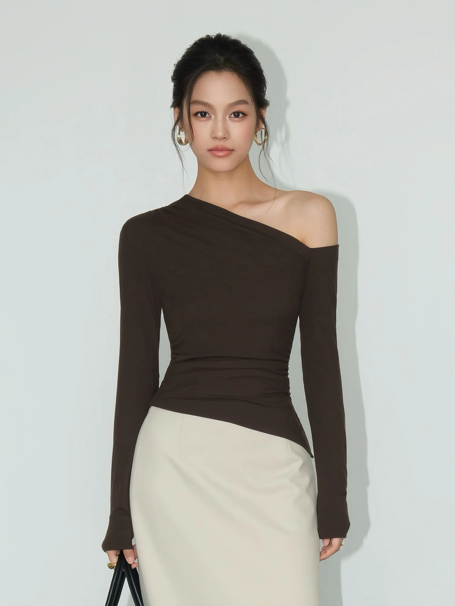 NEVA HU Coffee Color Knitted Shoulder Bared T-Shirt Women's Design Sensation Base Shirt Casual Style Long Sleeve Crew Neck
NEVA HU Coffee Color Knitted Shoulder Bared T-Shirt Women's Design Sensation Base Shirt Casual Style Long Sleeve Crew Neck
