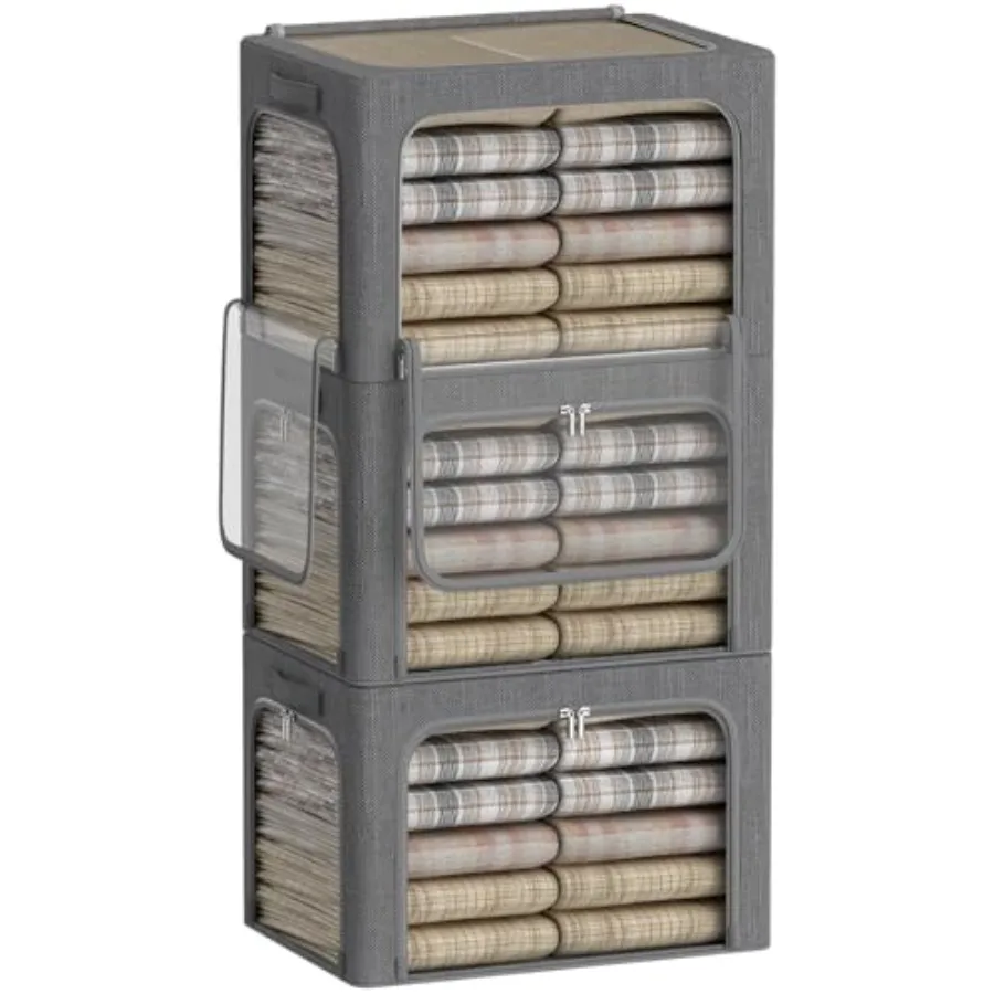 3 Openings Clothes Storage Bins Box - 3Pack Stackable Foldable Storage Bin - Metal Frame Storage Box Clothing Storage Organizer
3 Openings Clothes Storage Bins Box - 3Pack Stackable Foldable Storage Bin - Metal Frame Storage Box Clothing Storage Organizer