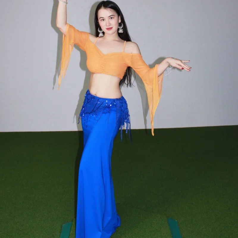 Костюм для танца живота 2025 года для женщин, топ с v-образным вырезом и длинными рукавами + сексуальная длинная юбка с рыбьим хвостом, комплект одежды для восточных танцев
Костюм для танца живота 2025 года для женщин, топ с v-образным вырезом и длинными рукавами + сексуальная длинная юбка с рыбьим хвостом, комплект одежды для восточных танцев