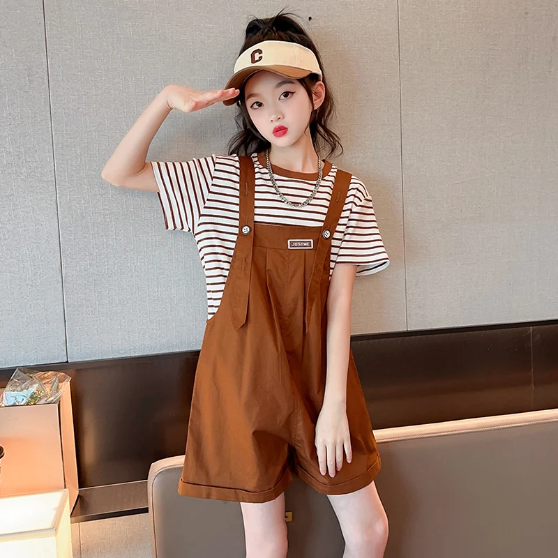 Girls Suits Children Overalls Summer Dress Suspenders Shorts Striped Short-sleeved Two-piece Korean Version Little Girl Clothes
Girls Suits Children Overalls Summer Dress Suspenders Shorts Striped Short-sleeved Two-piece Korean Version Little Girl Clothes