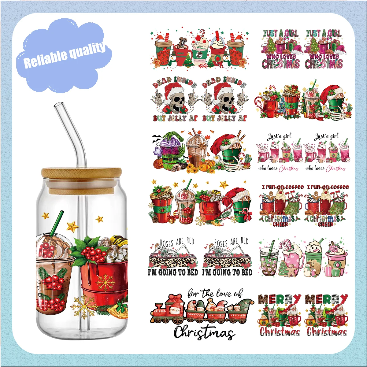 Christmas Decal UV DTF Cup Wrap For 16OZ Waterproof and UV-Proof Cup Sleeve Sticker
Christmas Decal UV DTF Cup Wrap For 16OZ Waterproof and UV-Proof Cup Sleeve Sticker