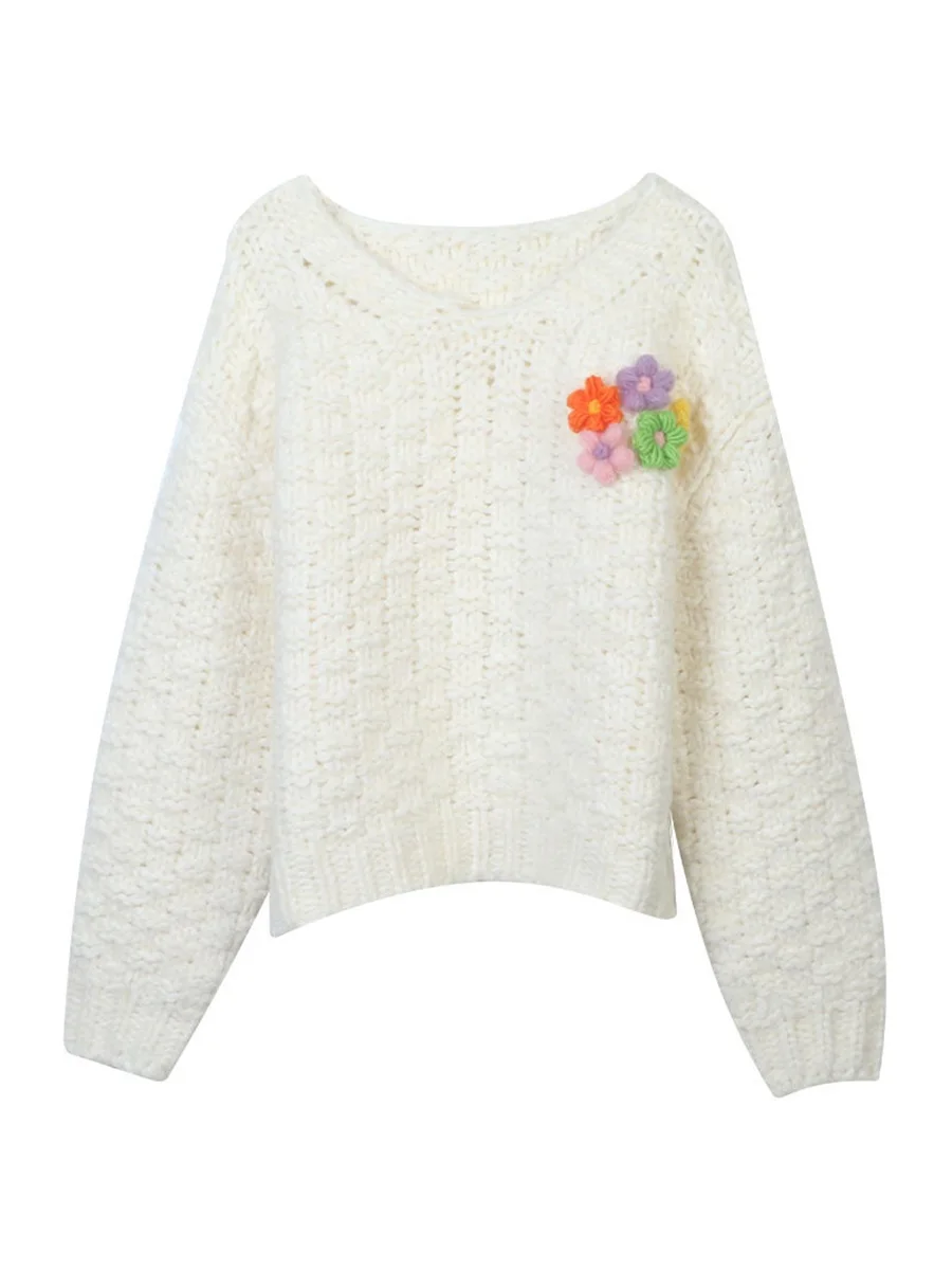 Осень и зима, новый тяжелый промышленный ручной крючок с цветком, трехмерное украшение, женский свитер с круглым вырезом, толстый пуловер
Осень и зима, новый тяжелый промышленный ручной крючок с цветком, трехмерное украшение, женский свитер с круглым вырезом, толстый пуловер