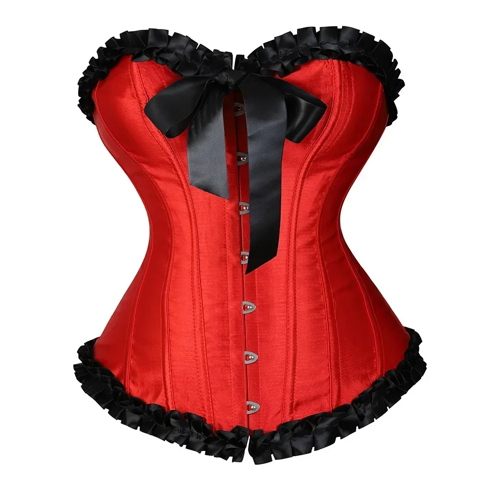 Women Corset Top Gothic Satin Overbust Bustier Body Shaper Victorian Corselet Ruffled Lace Up Korset Female Sexy Lingerie
Women Corset Top Gothic Satin Overbust Bustier Body Shaper Victorian Corselet Ruffled Lace Up Korset Female Sexy Lingerie