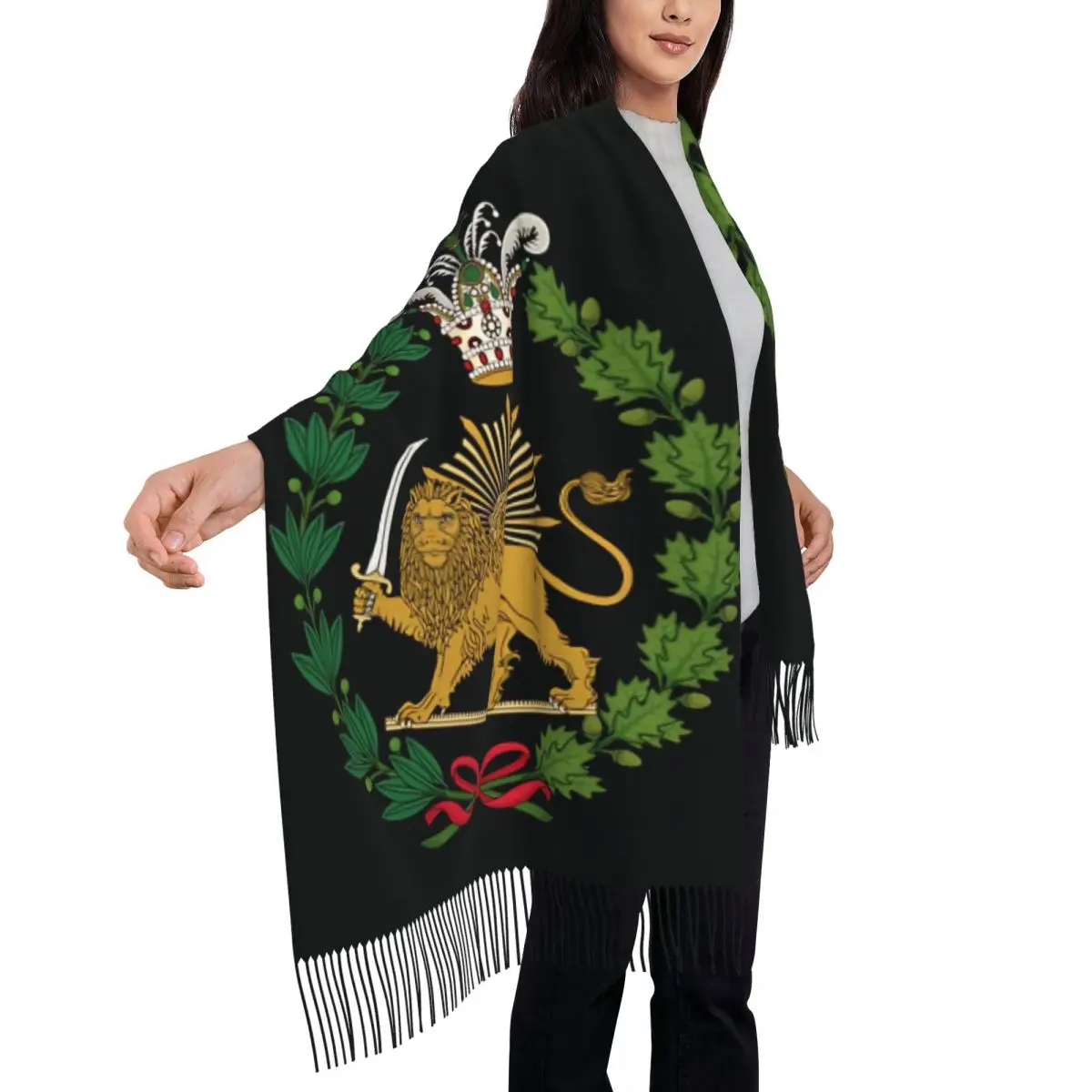 Imperial Coat Of Arms Of Persia Iran Scarf Outdoor Shawls and Wraps with Long Tassel Ladies Large Scarves Winter Bufanda Mujer
Imperial Coat Of Arms Of Persia Iran Scarf Outdoor Shawls and Wraps with Long Tassel Ladies Large Scarves Winter Bufanda Mujer