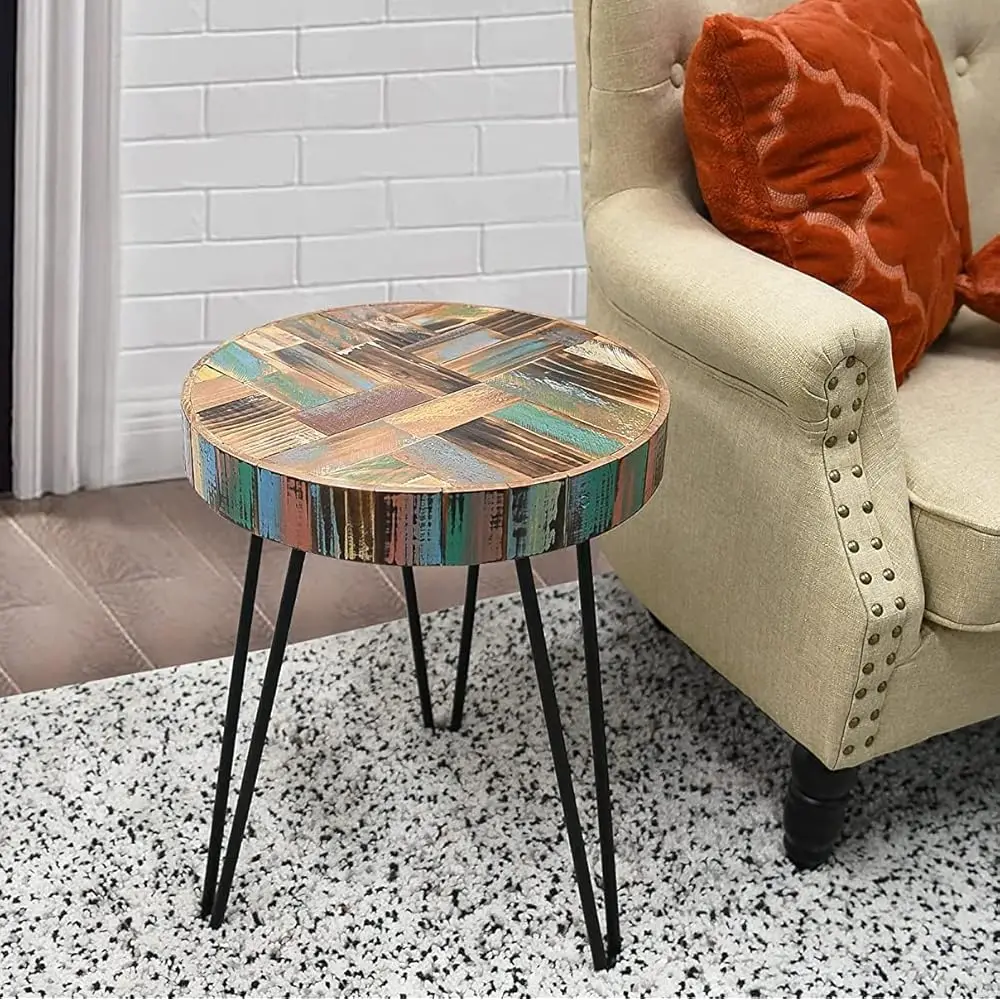 Round Wood End Table Reclaimed Wooden Side Tables For Living Room Bedroom Small Spaces Patio Outdoor Sofa Bedside Coffee Table
Round Wood End Table Reclaimed Wooden Side Tables For Living Room Bedroom Small Spaces Patio Outdoor Sofa Bedside Coffee Table