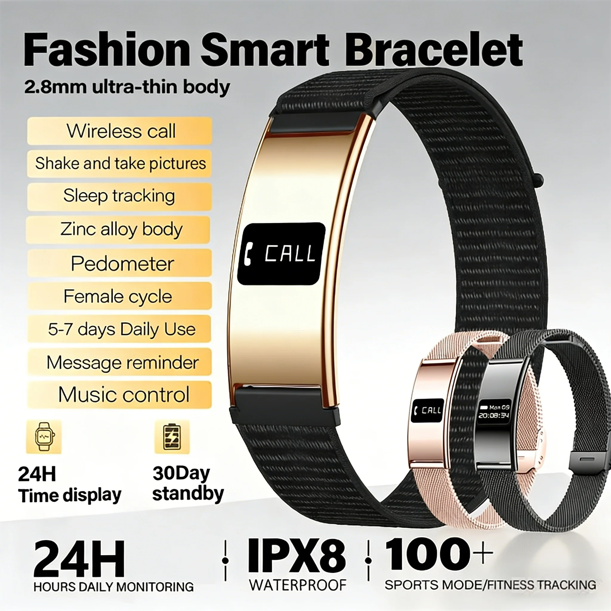 Ultra-thin smart bracelet for heart rate monitoring, water-resistant, suitable for outdoor activities, smart watch for both men
Ultra-thin smart bracelet for heart rate monitoring, water-resistant, suitable for outdoor activities, smart watch for both men