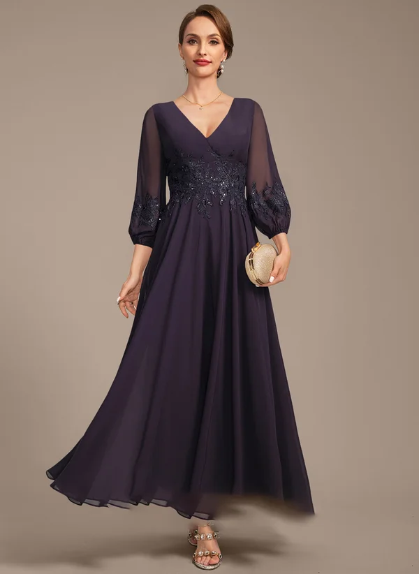 Elegant A-line V-Neck Ankle-Length Chiffon Lace Mother of the Bride Dress With Sequins Wedding Guest Gowns Evening PartyDresses
Elegant A-line V-Neck Ankle-Length Chiffon Lace Mother of the Bride Dress With Sequins Wedding Guest Gowns Evening PartyDresses