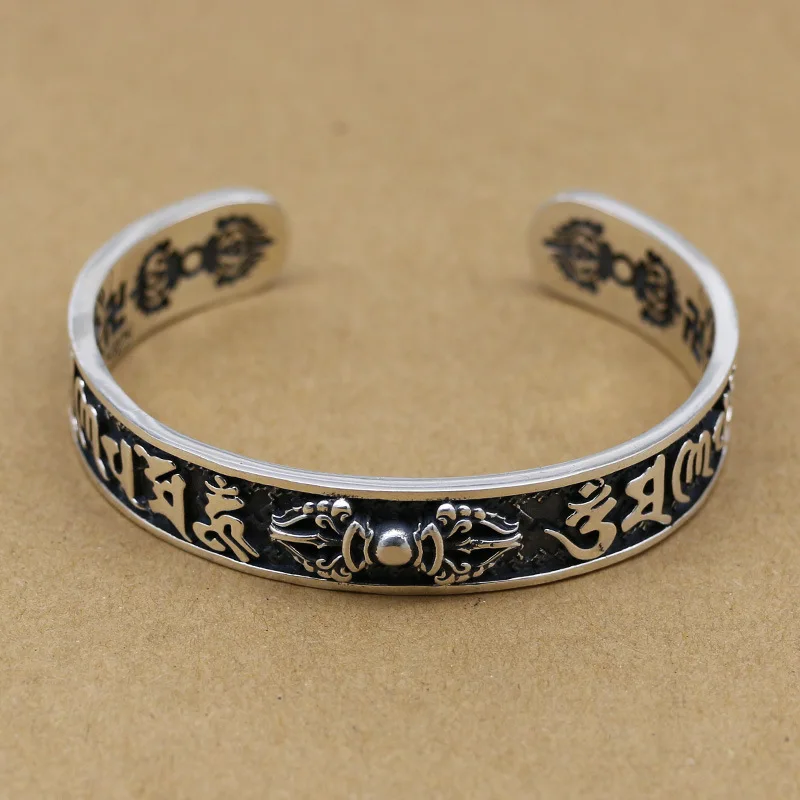 Vintage opening fashion sterling silver magic ware Vajra pestle bracelet male personality silver jewelry Om mani padme hum brace
Vintage opening fashion sterling silver magic ware Vajra pestle bracelet male personality silver jewelry Om mani padme hum brace