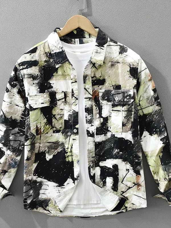 Retro Japanese Print Long Sve Men's irt Trendy Design Loose Collar Workwear Jaet Cotton Casual Faion Autumn New
Retro Japanese Print Long Sve Men's irt Trendy Design Loose Collar Workwear Jaet Cotton Casual Faion Autumn New