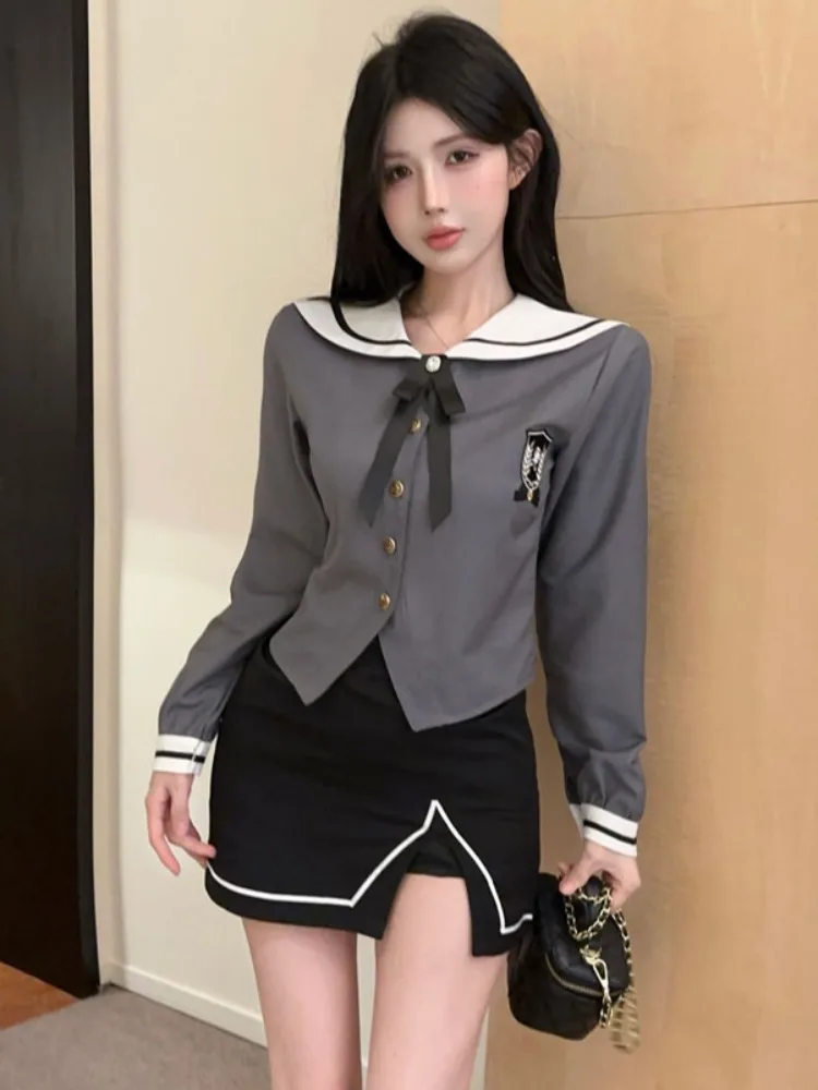 Spicy School Girl Style Uniform Set Sailor Shirt High Waist Skirt Two Piece Suit Korean Version Slim Fit Long Sleeve
Spicy School Girl Style Uniform Set Sailor Shirt High Waist Skirt Two Piece Suit Korean Version Slim Fit Long Sleeve