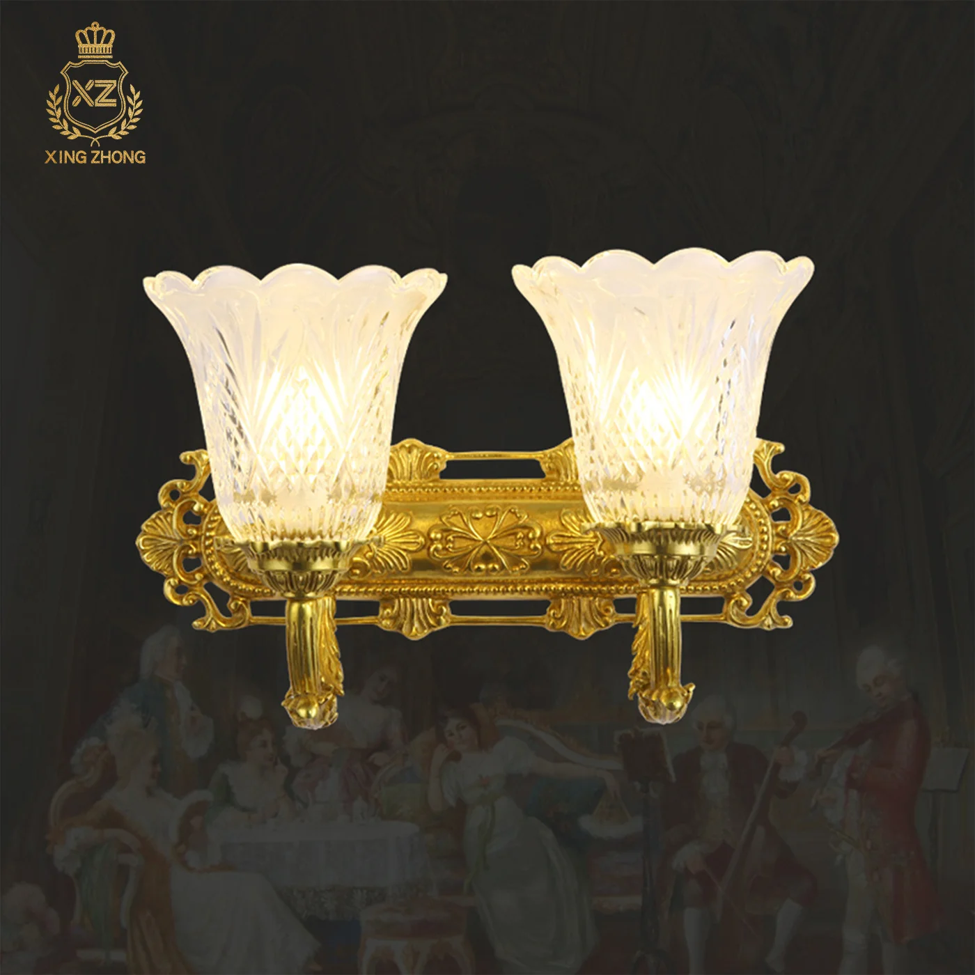 European Classic Foyer Bedroom Cloakroom Long Strip Brass Wall Lamp Hotel Bathroom Glass Floral Wall Light
European Classic Foyer Bedroom Cloakroom Long Strip Brass Wall Lamp Hotel Bathroom Glass Floral Wall Light