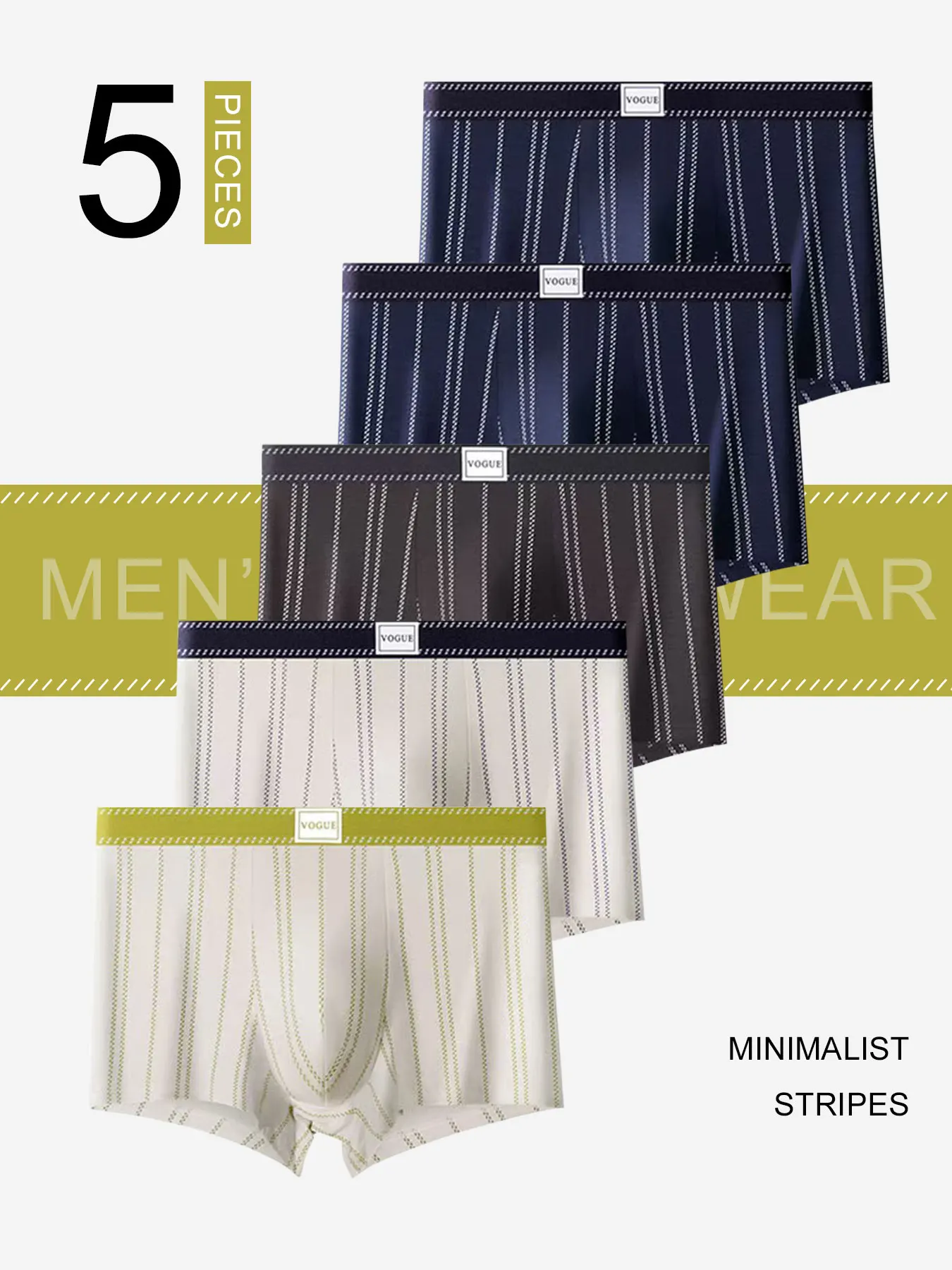 5-Pack Men's Cotton Boxers - Striped, Branded Waistband, 5 Colors, Soft & Breathable
5-Pack Men's Cotton Boxers - Striped, Branded Waistband, 5 Colors, Soft & Breathable