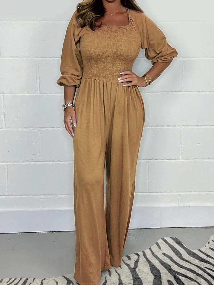 Wide Leg Pants Solid Patchwork Playsuits, Women Summer Three Quarter Sleeve Fashion Jumpsuits, Elegant High Waist Ladies Rompers
Wide Leg Pants Solid Patchwork Playsuits, Women Summer Three Quarter Sleeve Fashion Jumpsuits, Elegant High Waist Ladies Rompers