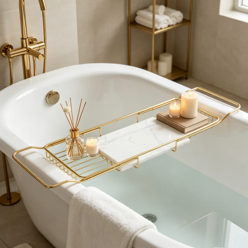 Expandable Bathtub Tray 201 Stainless Steel Marble Bath Caddy Adjustable Length 26.77-35.43in Anti-Slip Raised Guardrail Groove Design Hold Phone Tablet Book Wine Glass Heavy Duty 44.09lbs Capacity Hollow Breathable Easy Clean Modern Bathroom Hotel Home D
Expandable Bathtub Tray 201 Stainless Steel Marble Bath Caddy Adjustable Length 26.77-35.43in Anti-Slip Raised Guardrail Groove Design Hold Phone Tablet Book Wine Glass Heavy Duty 44.09lbs Capacity Hollow Breathable Easy Clean Modern Bathroom Hotel Home D