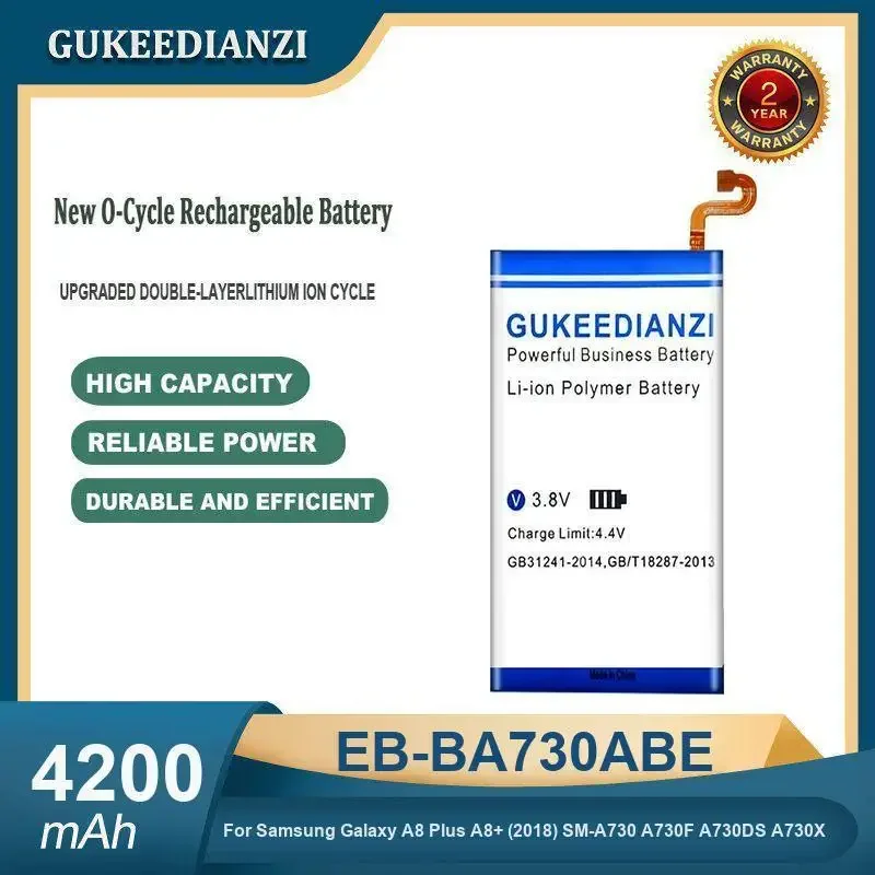 Аккумулятор для мобильного телефона емкостью 4200 мАч EB-BA730ABE для Samsung Galaxy A8 Plus A8+ (2018) SM-A730 A730F A730DS A730X
Аккумулятор для мобильного телефона емкостью 4200 мАч EB-BA730ABE для Samsung Galaxy A8 Plus A8+ (2018) SM-A730 A730F A730DS A730X