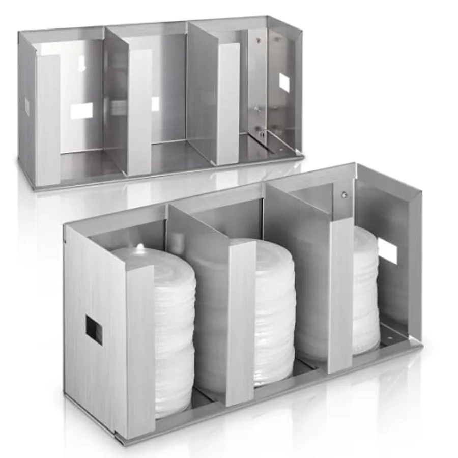 Stainless Steel Cup Dispenser with Adjustable Dividers Silver Cup and Lid Holder Lid Organizer Storage for Cabinet Kitchen Cafe
Stainless Steel Cup Dispenser with Adjustable Dividers Silver Cup and Lid Holder Lid Organizer Storage for Cabinet Kitchen Cafe