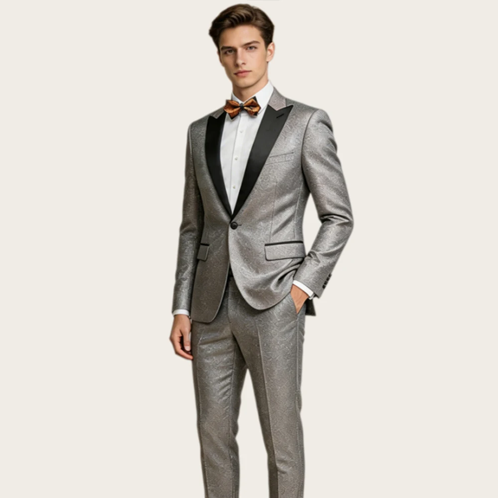Mophiel Sliver Wedding Men's Suits Peaked Lapel Single Breasted Luxury Groom Suit Tuxedo Formal Prom Slim Fit Blazer Customized
Mophiel Sliver Wedding Men's Suits Peaked Lapel Single Breasted Luxury Groom Suit Tuxedo Formal Prom Slim Fit Blazer Customized