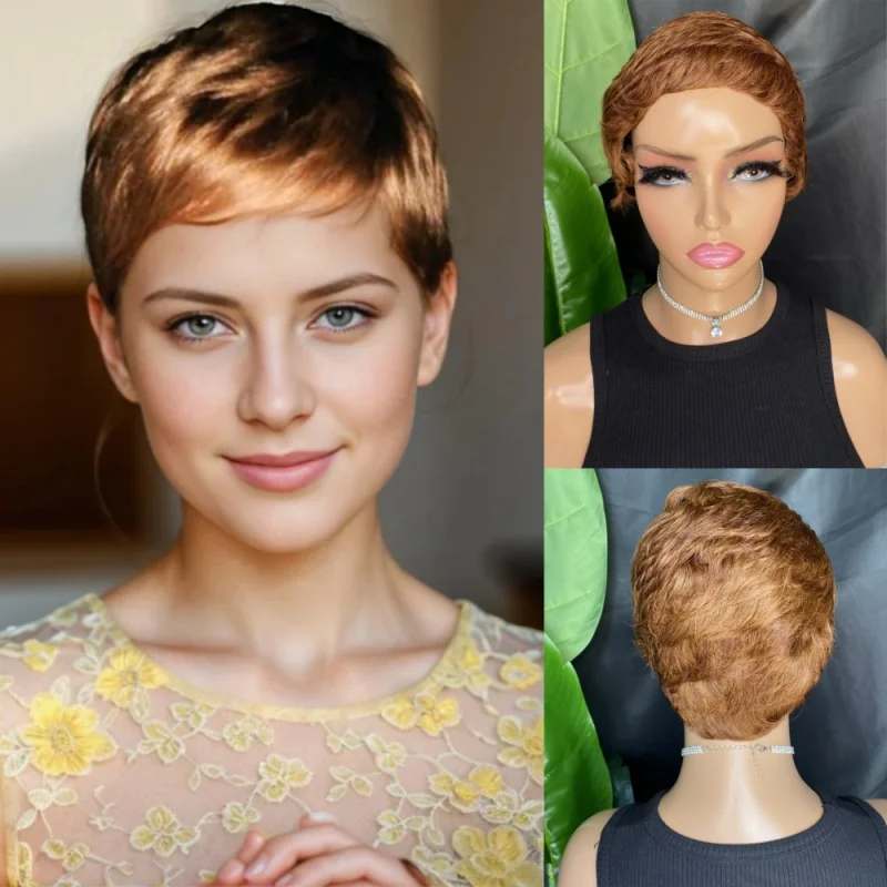 Short Human Hair Brown Bob Pixie Cut Human Hair for Black Women Brazilian Remy Natural Human Hair Wigs Full Machine Made Wig
Short Human Hair Brown Bob Pixie Cut Human Hair for Black Women Brazilian Remy Natural Human Hair Wigs Full Machine Made Wig