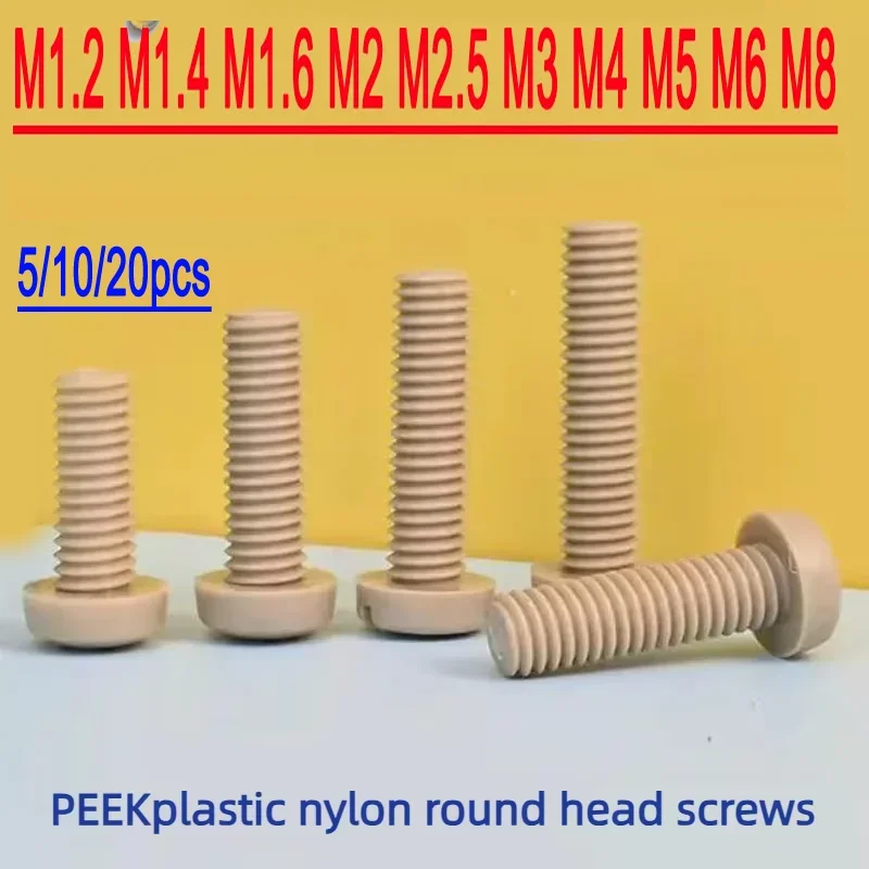 M1.4 M2 M2.5 M3 M4 M5 M6 M8 M10 PEEK Philips Pan Round Head Bolts Anti Corrosion High Strength Screws 5/10/20pcs
M1.4 M2 M2.5 M3 M4 M5 M6 M8 M10 PEEK Philips Pan Round Head Bolts Anti Corrosion High Strength Screws 5/10/20pcs