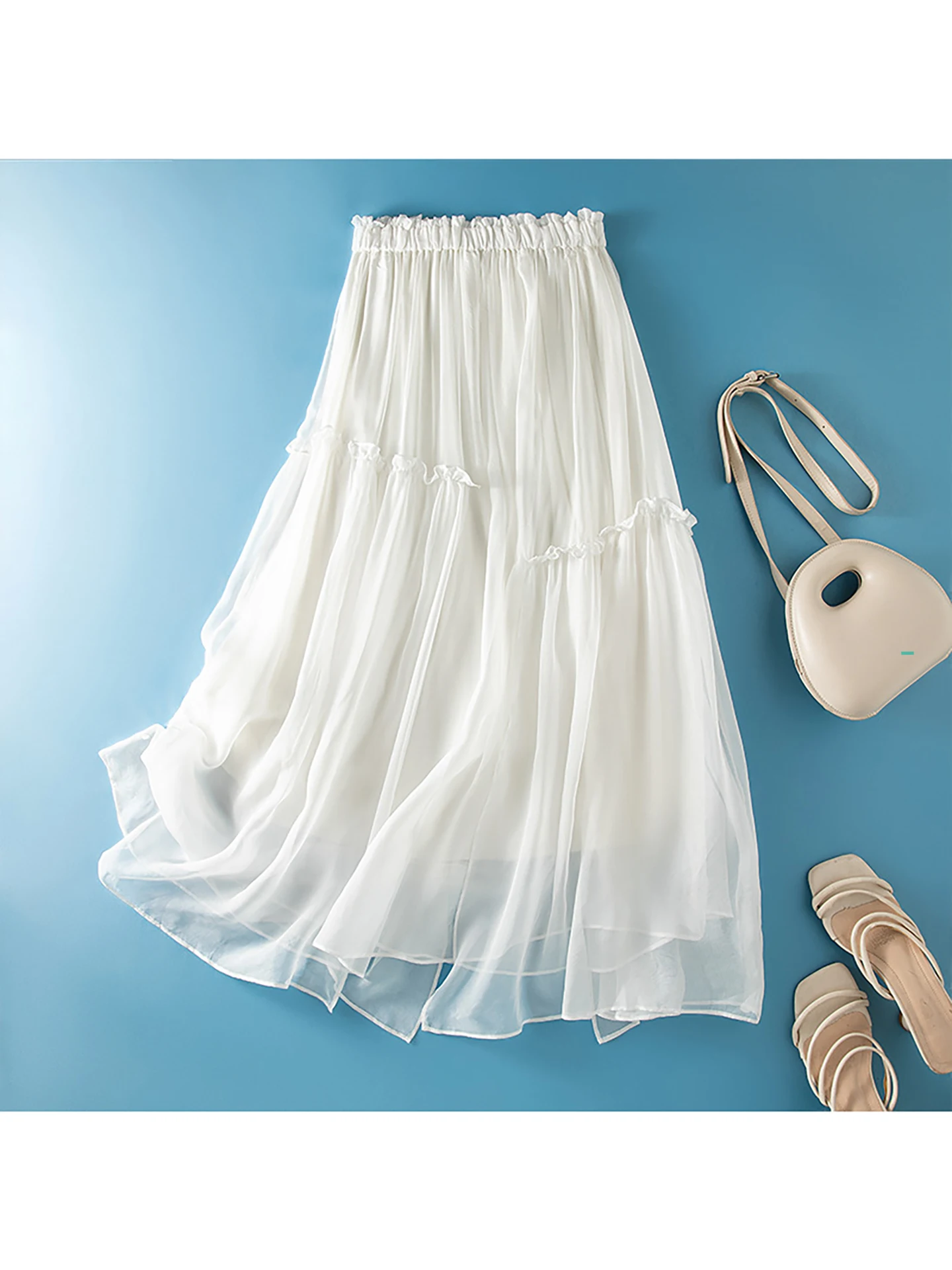 Pure Color Silk Chiffon Maxi Skirt Women's High Waist Elastic Waist A-Line Skirt Breathable Comfortable Half-length Skirt
Pure Color Silk Chiffon Maxi Skirt Women's High Waist Elastic Waist A-Line Skirt Breathable Comfortable Half-length Skirt