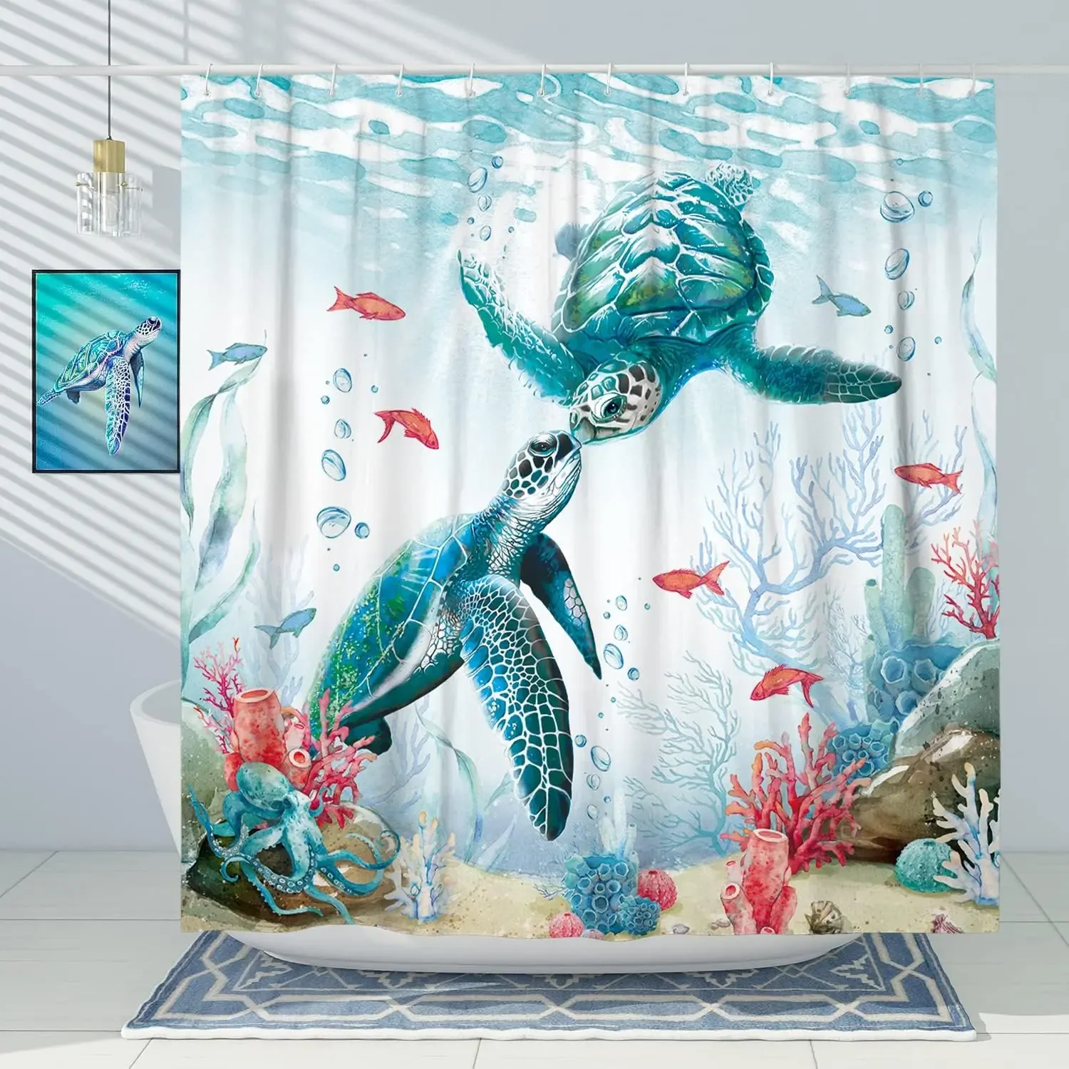 Blue Sea Turtle Shower Curtain Funny Ocean Animal Starfish Coral Tropical Fish Underwater Marine Life Curtains Bathroom Decor
Blue Sea Turtle Shower Curtain Funny Ocean Animal Starfish Coral Tropical Fish Underwater Marine Life Curtains Bathroom Decor