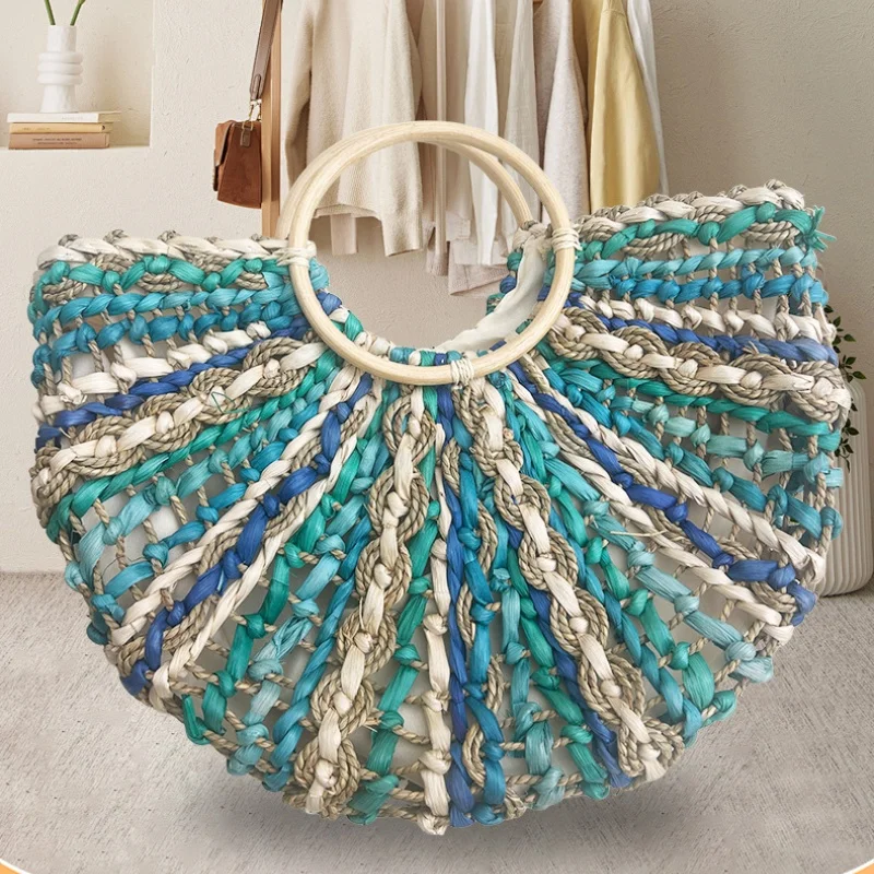 2025 Bohemian Woven Women's Handbag Summer Half Round Handmade Straw Beach Bag Round Handle Colorful Semicircle Weaving Tote Bag
2025 Bohemian Woven Women's Handbag Summer Half Round Handmade Straw Beach Bag Round Handle Colorful Semicircle Weaving Tote Bag