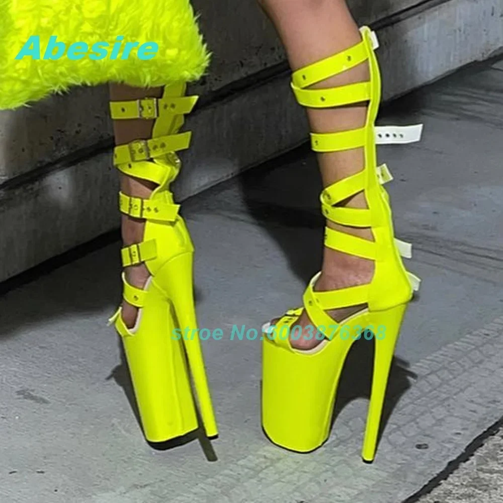 Platform Open Toe Stiletto Heels Multi-Buckles Shoes for Women 23Cm/9Inch Heels Patchwork Zipper Sandals Spicy Girls Shoes New
Platform Open Toe Stiletto Heels Multi-Buckles Shoes for Women 23Cm/9Inch Heels Patchwork Zipper Sandals Spicy Girls Shoes New