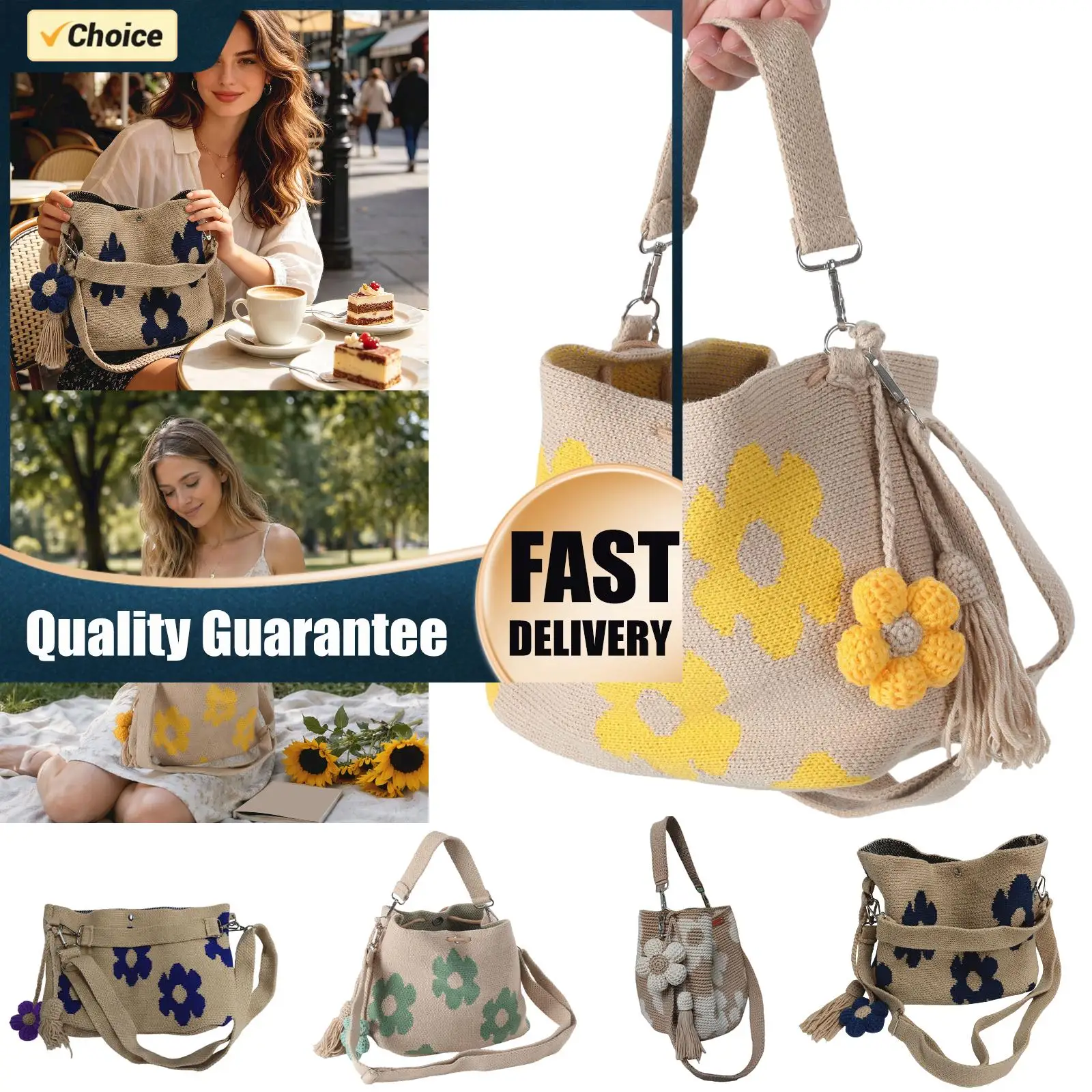 Handmade Crochet Flower Tote Knit Floral Purse Bag Crossbody Crochet Handbags for Women Boho Beach Crochet Purse Shoulder Bag
Handmade Crochet Flower Tote Knit Floral Purse Bag Crossbody Crochet Handbags for Women Boho Beach Crochet Purse Shoulder Bag