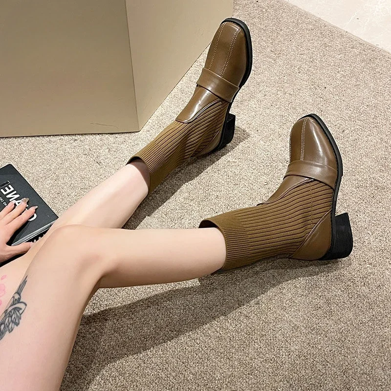 Ankle Sock Boots for Women Autumn Elastic Booties High Quality Comfortable and Elegant Pu Boot Winter 2024 Y2k Woman Short Shoes 
Ankle Sock Boots for Women Autumn Elastic Booties High Quality Comfortable and Elegant Pu Boot Winter 2024 Y2k Woman Short Shoes