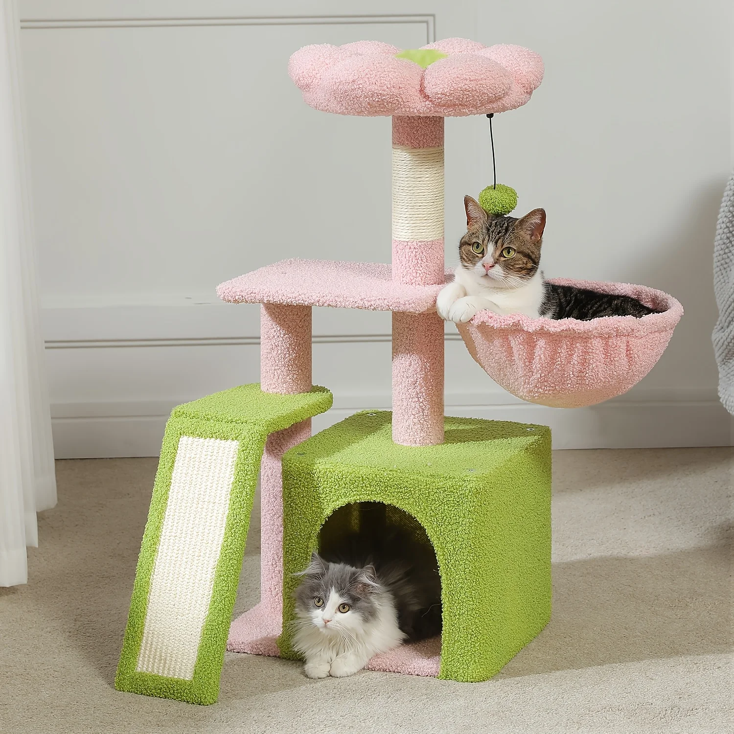 32-inch Tall Natural Sisal Cat Tree Tower with Multi-Level Platforms & Spacious Top Perch - Suitable for Indoor Cats, Kittens, Small Spaces, Sisal Scratching Post and Private Condo for Climbing and Resting
32-inch Tall Natural Sisal Cat Tree Tower with Multi-Level Platforms & Spacious Top Perch - Suitable for Indoor Cats, Kittens, Small Spaces, Sisal Scratching Post and Private Condo for Climbing and Resting
