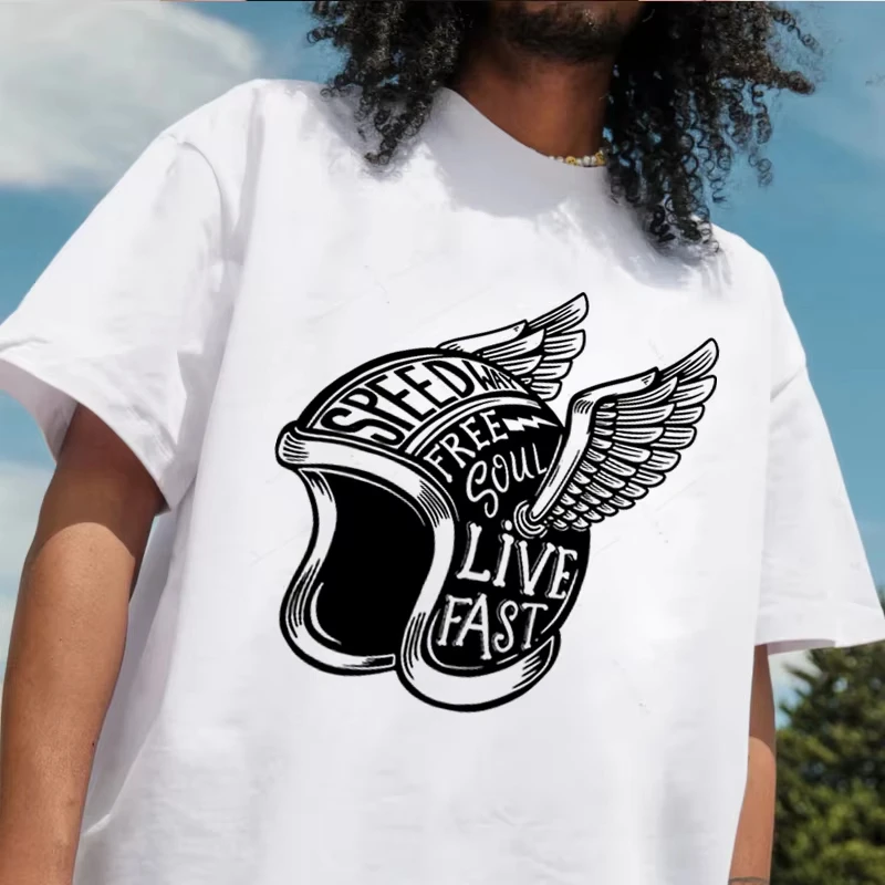 Футболка с принтом «Мотоциклетный шлем с крыльями», 100% хлопок, с круглым вырезом, модная, с коротким рукавом, мужская, с графическим рисунком
Футболка с принтом «Мотоциклетный шлем с крыльями», 100% хлопок, с круглым вырезом, модная, с коротким рукавом, мужская, с графическим рисунком