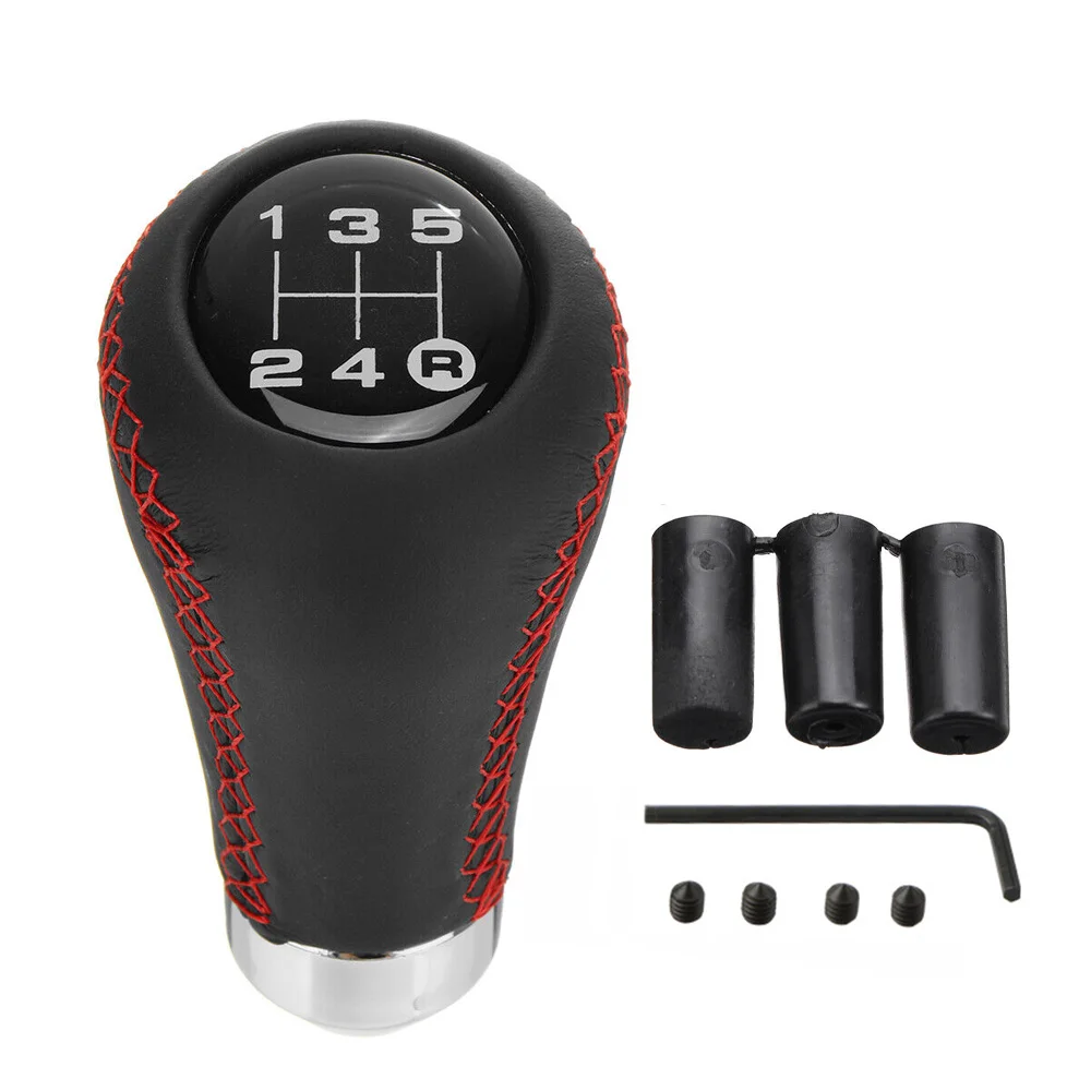 5 Speed Manual Shift Knob, Universal Leather Gear Shifter with Red Stitching Metal Base, Non-Slip Grip Handle Accessory
5 Speed Manual Shift Knob, Universal Leather Gear Shifter with Red Stitching Metal Base, Non-Slip Grip Handle Accessory